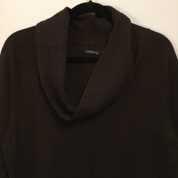 Brown Cowl Neck Ribbed Waist Short Sleeve Sweater - Picture 5 of 16